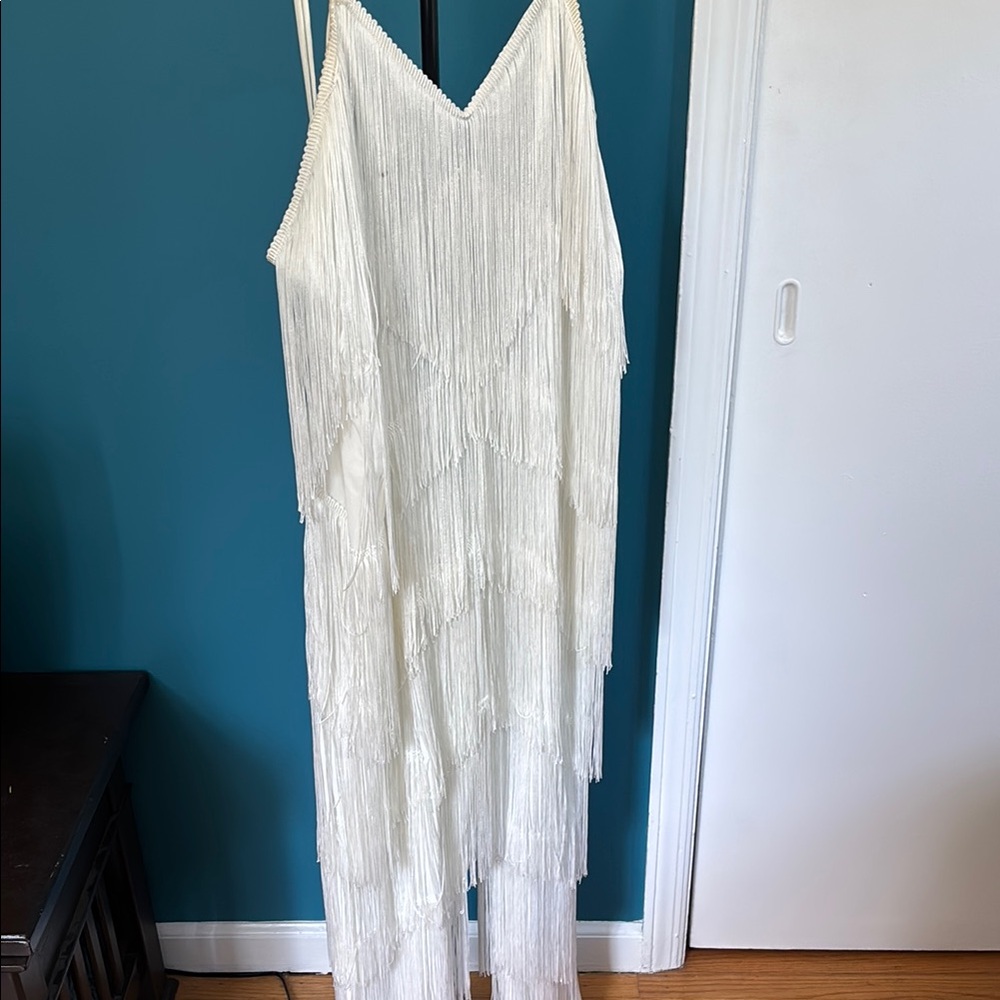 PrettyLittleThing Ivory Fringe Jumpsuit